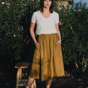 NotPERFECTLINEN Marseilles Skirt Espresso